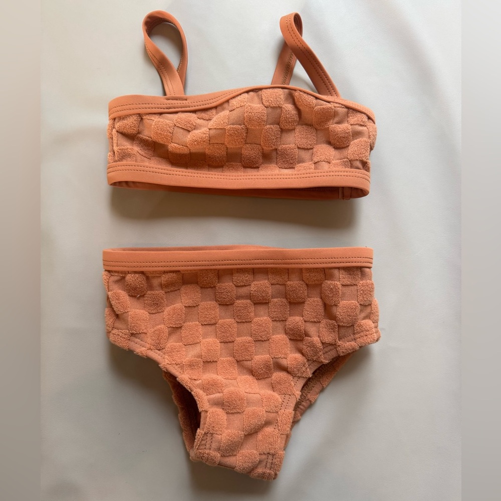 Kids' Textured Bikini Set in burnt orange